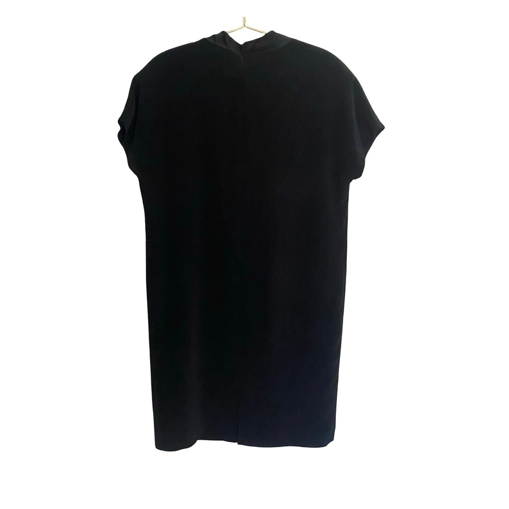 Jones New York Black V Neck Dress Satin Trim Cap Sleeve Women's Size 10 - Picture 2 of 11